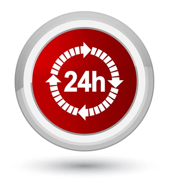 24 hours delivery icon prime red round button — Stock Photo, Image