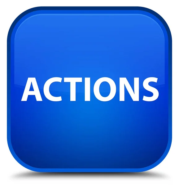 Ações botão quadrado azul especial — Fotografia de Stock