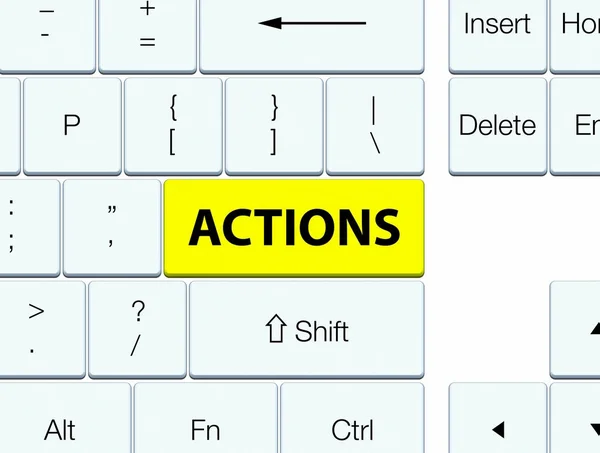 Ações botão teclado amarelo — Fotografia de Stock
