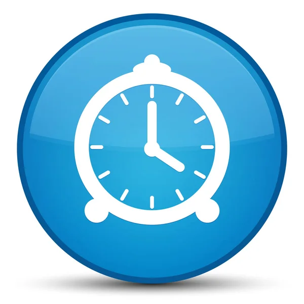Ícone do relógio de alarme ciano especial botão redondo azul — Fotografia de Stock