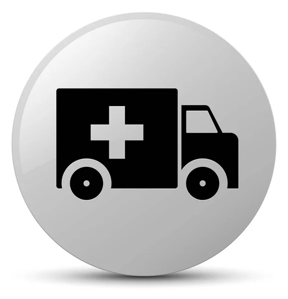 Ambulance ikona bílé kulaté tlačítko — Stock fotografie