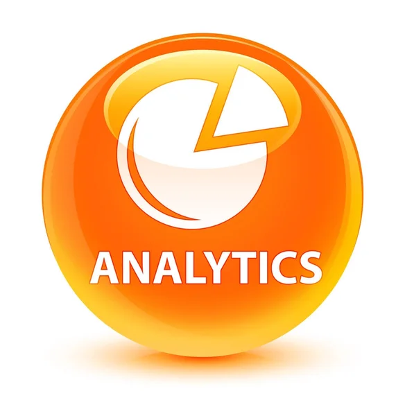 Analytics (ícone gráfico) botão redondo laranja vítreo — Fotografia de Stock