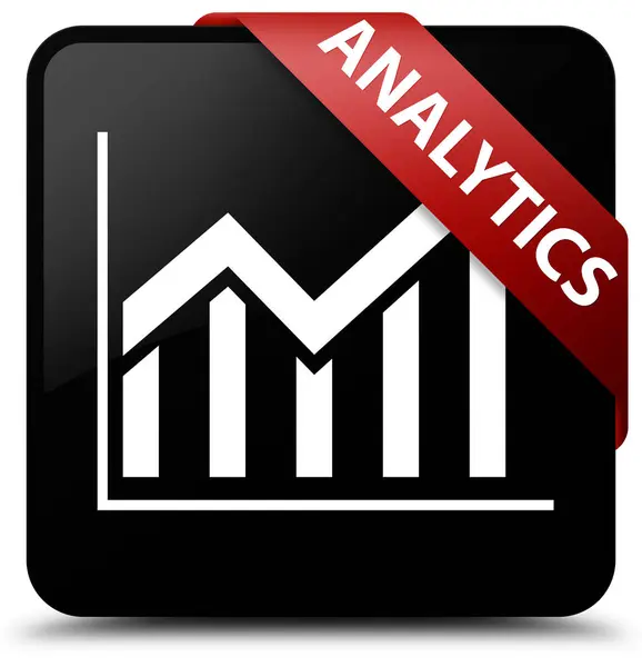 Analytics (statistieken pictogram) zwarte vierkante knop rood lint in co — Stockfoto