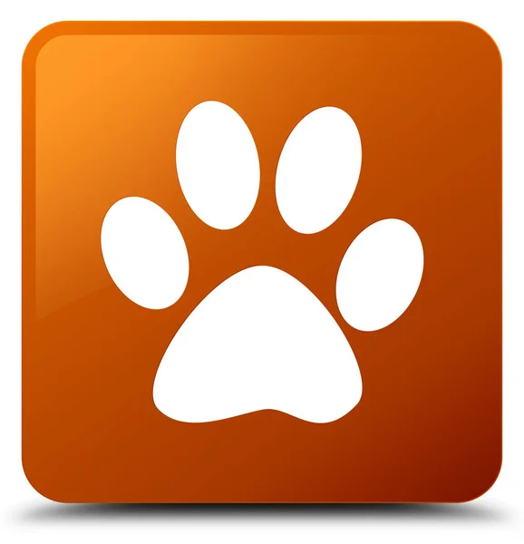 Animal footprint icon brown square button — Stock Photo, Image