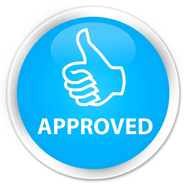 Approved (thumbs up icon) premium cyan blue round button