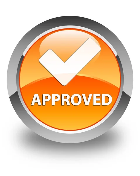 Approved (validate icon) glossy orange round button