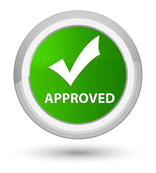 Approved (validate icon) prime green round button — Stock Photo, Image