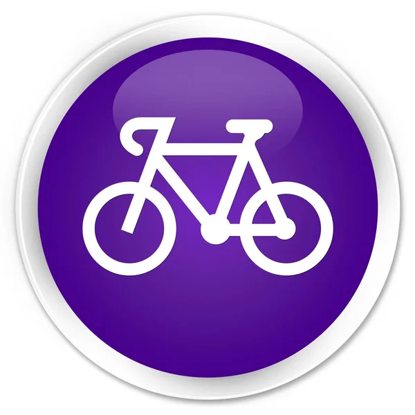 Ícone de bicicleta prémio roxo botão redondo — Fotografia de Stock