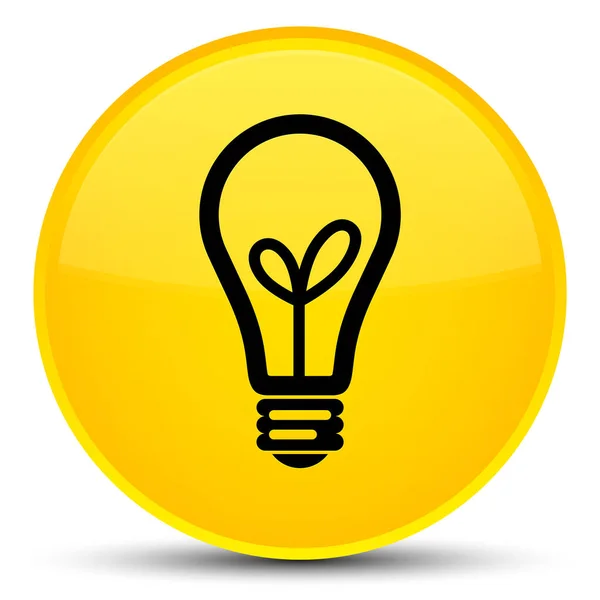 벌브 아이콘 특별 한 노란색 라운드 버튼 — 스톡 사진