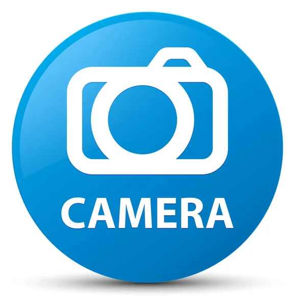 Camera cyaan blauw ronde knop — Stockfoto