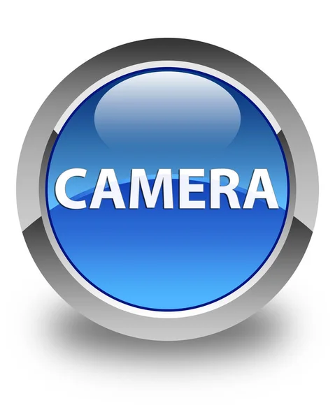 Câmera azul brilhante botão redondo — Fotografia de Stock