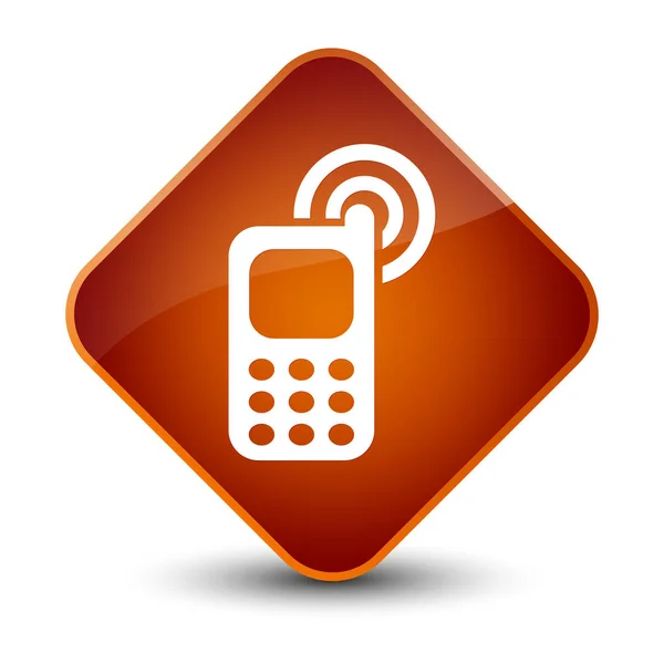 Cellphone ringing icon elegant brown diamond button — Stock Photo, Image