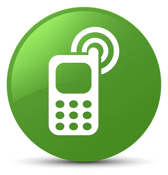 Cellphone ringing icon soft green round button — Stock Photo, Image