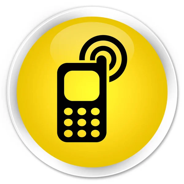 핸드폰 울리는 아이콘 프리미엄 노란색 라운드 버튼 — 스톡 사진