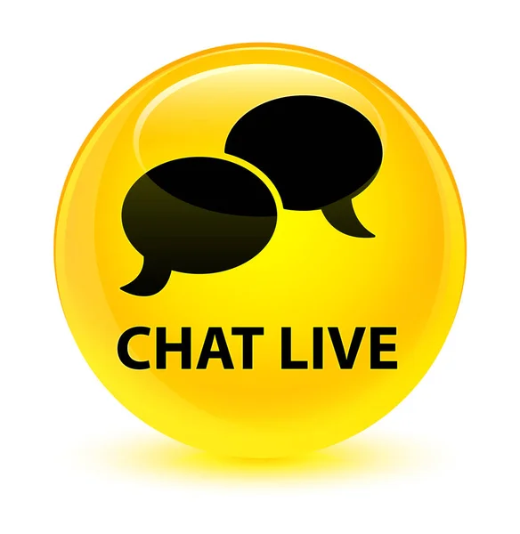 Chat live glassy yellow round button — Stock Photo, Image