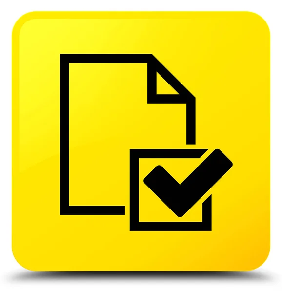 Ícone da lista de verificação botão quadrado amarelo — Fotografia de Stock