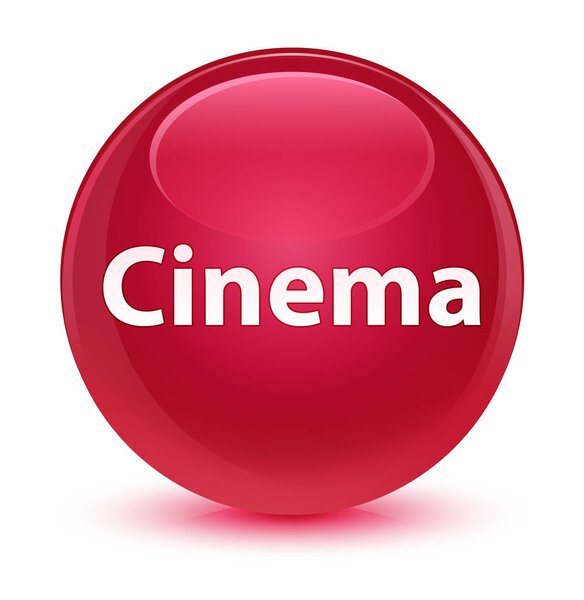 Cinema isolated on glassy pink round button abstract illustration
