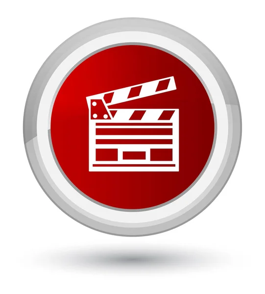 シネマ クリップ アイコン プライム赤い丸いボタン — ストック写真