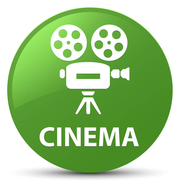 Cinema (video camera icon) isolated on soft green round button abstract illustration