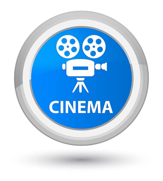 Cinema (video camera icon) isolated on prime cyan blue round button abstract illustration