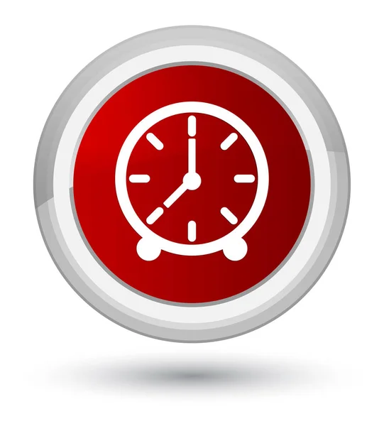 Icono del reloj primer botón redondo rojo —  Fotos de Stock
