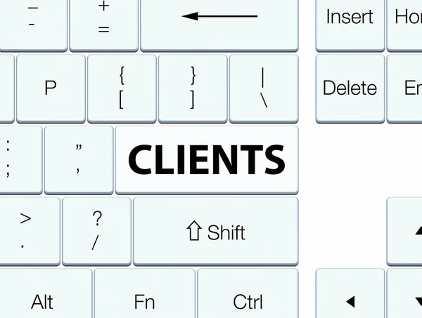 Clientes botão teclado branco — Fotografia de Stock