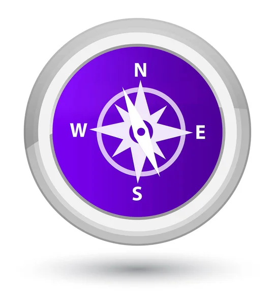 Kompasu prvotní fialové kulaté tlačítko — Stock fotografie