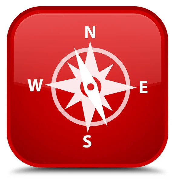 Compass icon special red square button — Stock Photo, Image
