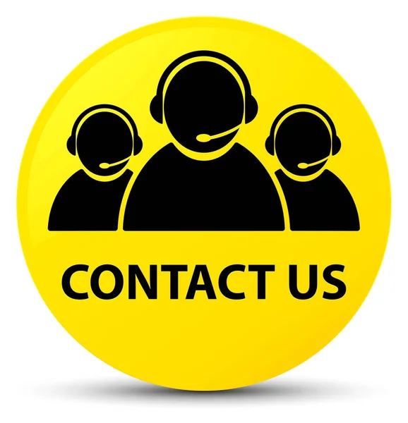 Skontaktuj się z nami (klienta opieka zespołu ikona) żółty okrągły przycisk — Zdjęcie stockowe