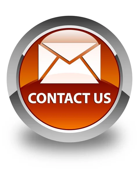 Kontaktieren Sie uns (E-Mail-Symbol) glänzend braune runde Taste — Stockfoto