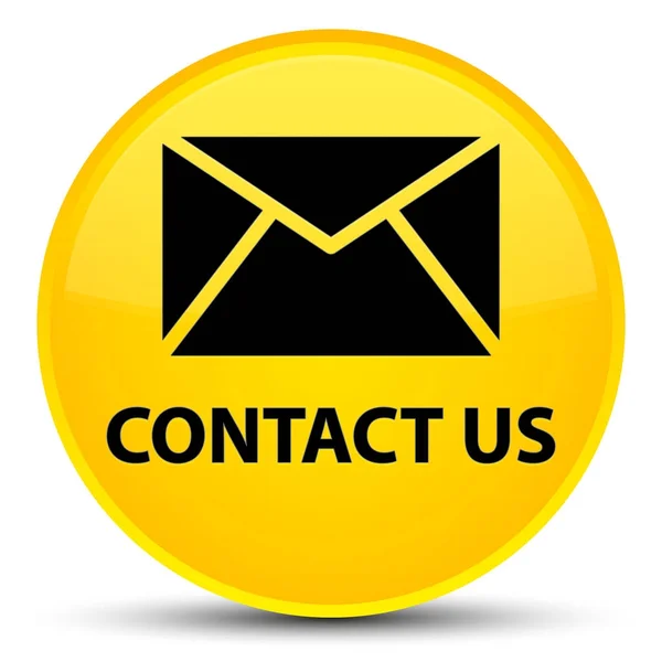 Kontakt (e-mail ikona) specjalne żółte okrągły przycisk — Zdjęcie stockowe