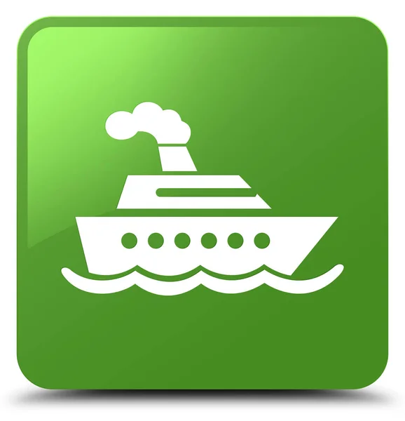 Піктограма круїзного корабля м'яка зелена квадратна кнопка — стокове фото