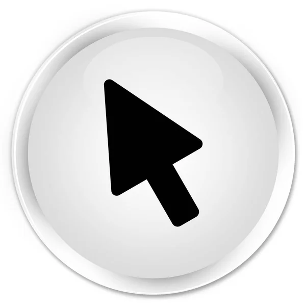 Белая круглая кнопка с изображением курсора — стоковое фото