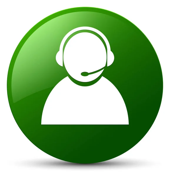 Customer care icon green round button — Stock Photo, Image