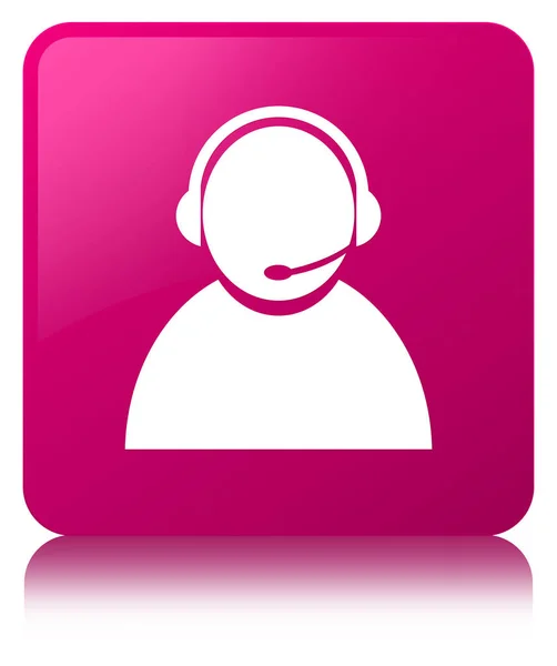 Customer care icon pink square button — Stock Photo, Image