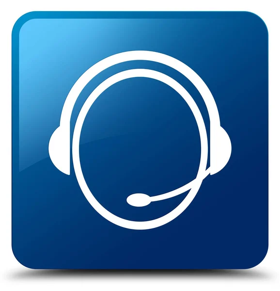 Customer care service icon blue square button — Stock Photo, Image