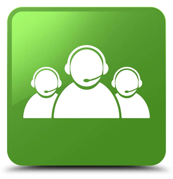 Pulsante quadrato verde morbido icona del team di assistenza clienti — Foto Stock