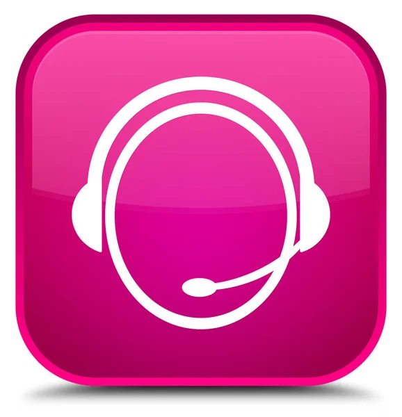 Customer care service icon special pink square button — Stock Photo, Image