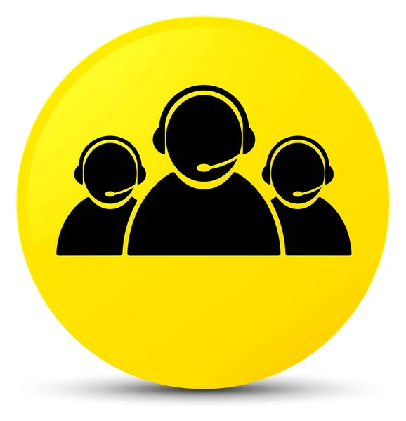 客户服务团队图标黄色圆形按钮 — 图库照片