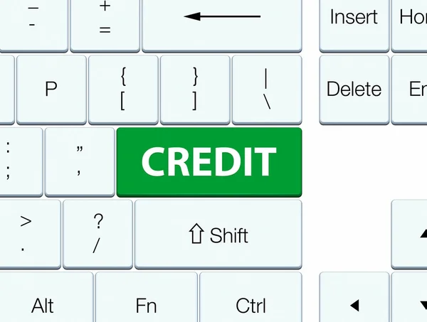 Botão de teclado verde crédito — Fotografia de Stock