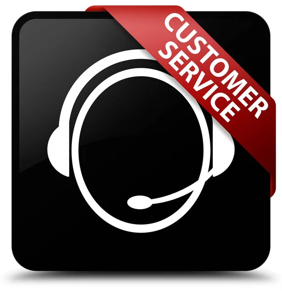 Customer service (customer care ikon) svart fyrkant knappen röd ri — Stockfoto