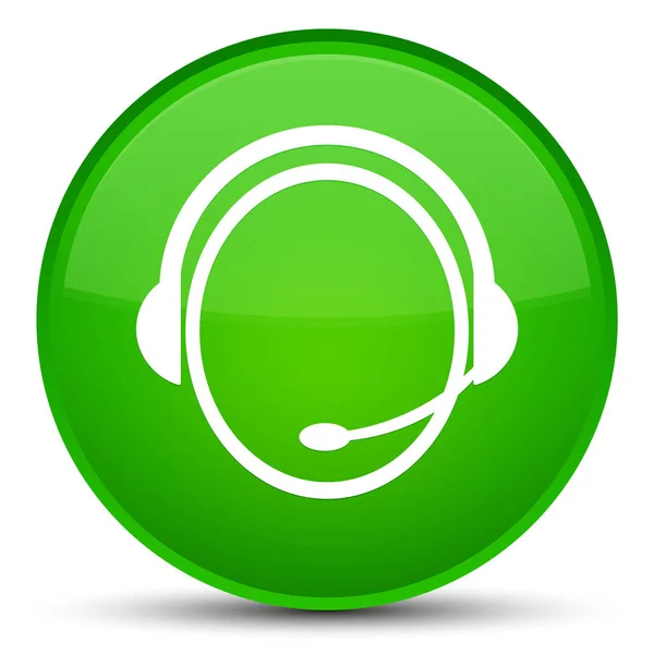 Customer care service icon special green round button — Stock Photo, Image