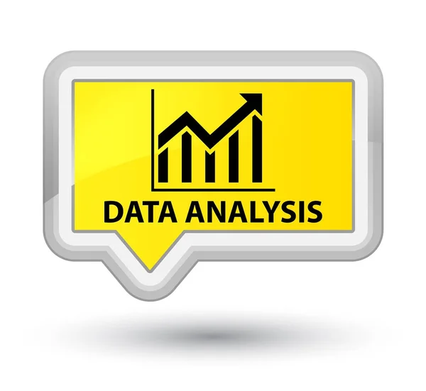 Analisis data (ikon statistik) tombol banner kuning utama — Stok Foto