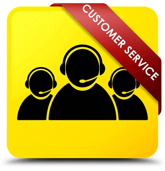 Servizio clienti (icona del team) giallo quadrato pulsante rosso nastro in — Foto Stock