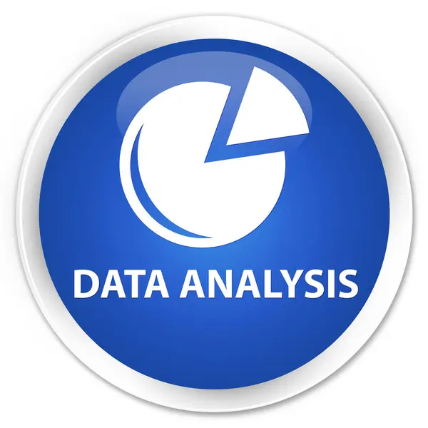 Analisis data (ikon grafik) tombol bundar biru premium — Stok Foto