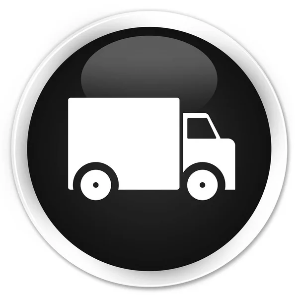 Tombol bundar hitam ikon truk pengiriman — Stok Foto