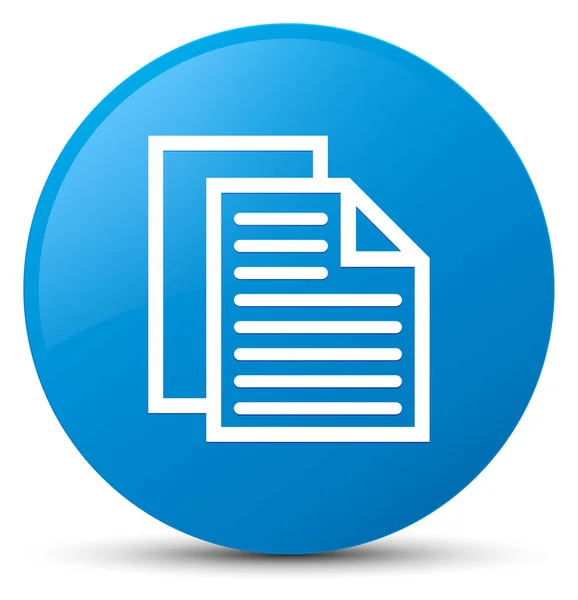 Document pages icon cyan blue round button — Stock Photo, Image