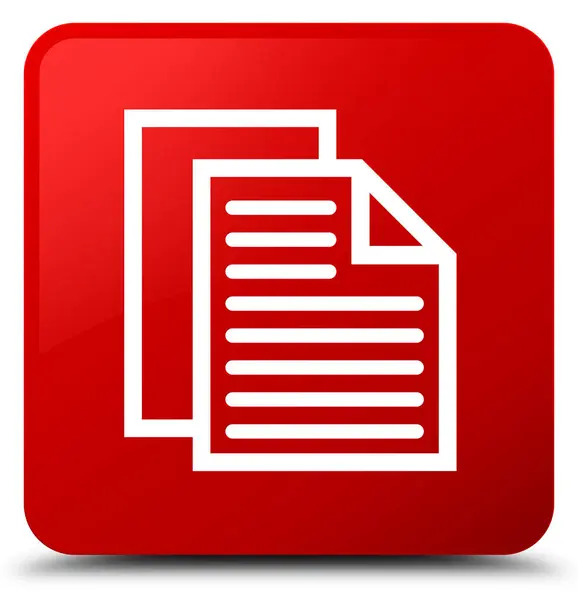 Ícone de páginas de documento botão quadrado vermelho — Fotografia de Stock