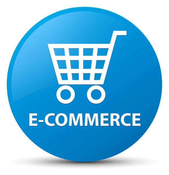 E-commerce cyan blue round button — Stock Photo, Image