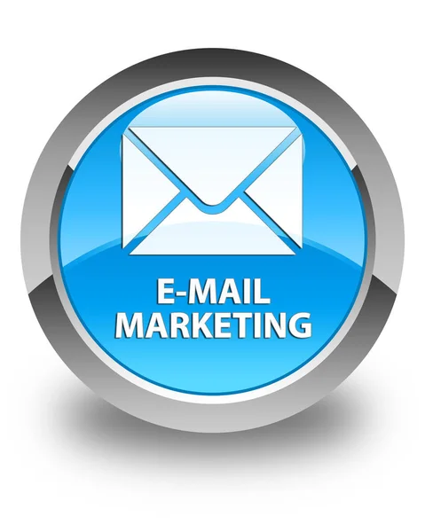 E-mail marketing lucido ciano blu pulsante rotondo — Foto Stock
